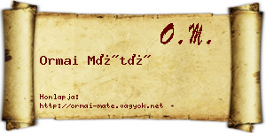 Ormai Máté névjegykártya
